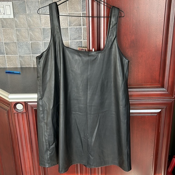 ZARA faux vegan leather pinafore overall dress size large - Picture 5 of 12